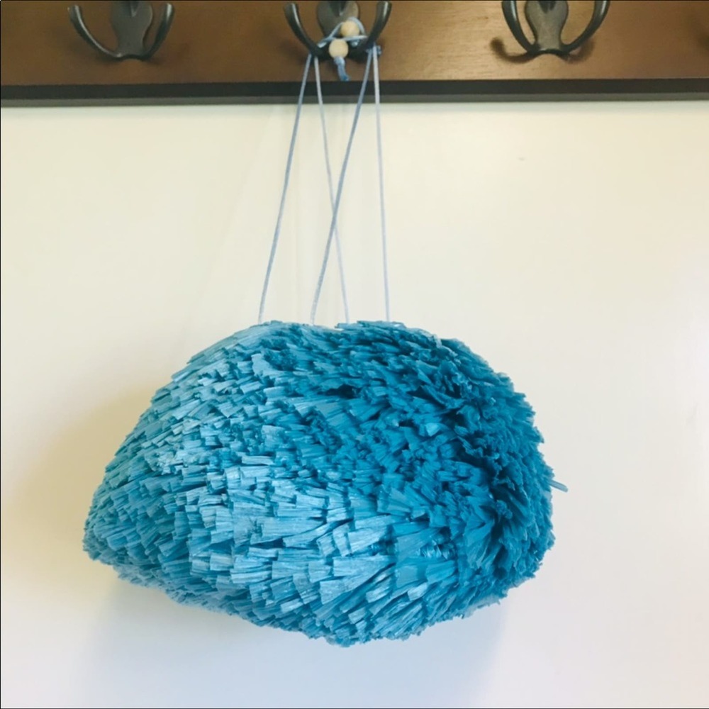 Carolina Santo Domingo Uni Raffia Ocean Blue Purse